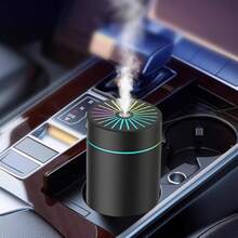 Humidificador para coche USB mini difusor de aire con luz LED de colores, rociador de niebla silencioso para portavasos del vehículo, humidificador de aromaterapia portátil para automóvil - A - Ver 3