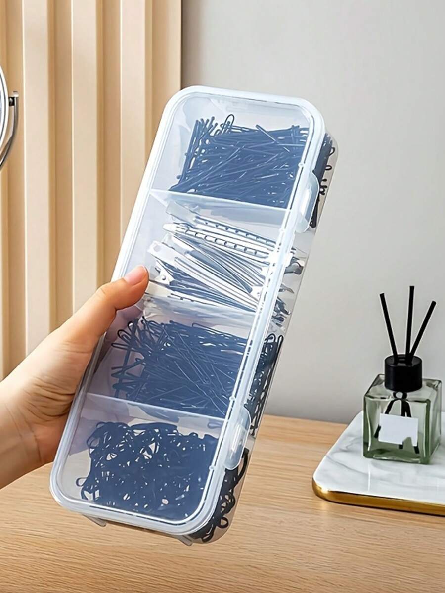 2/1pc 4-Compartment Transparent Storage Box, Suitable For Jewelry, Hair Accessories And Hair Clips, Practical Dust-Proof Desktop Organizer