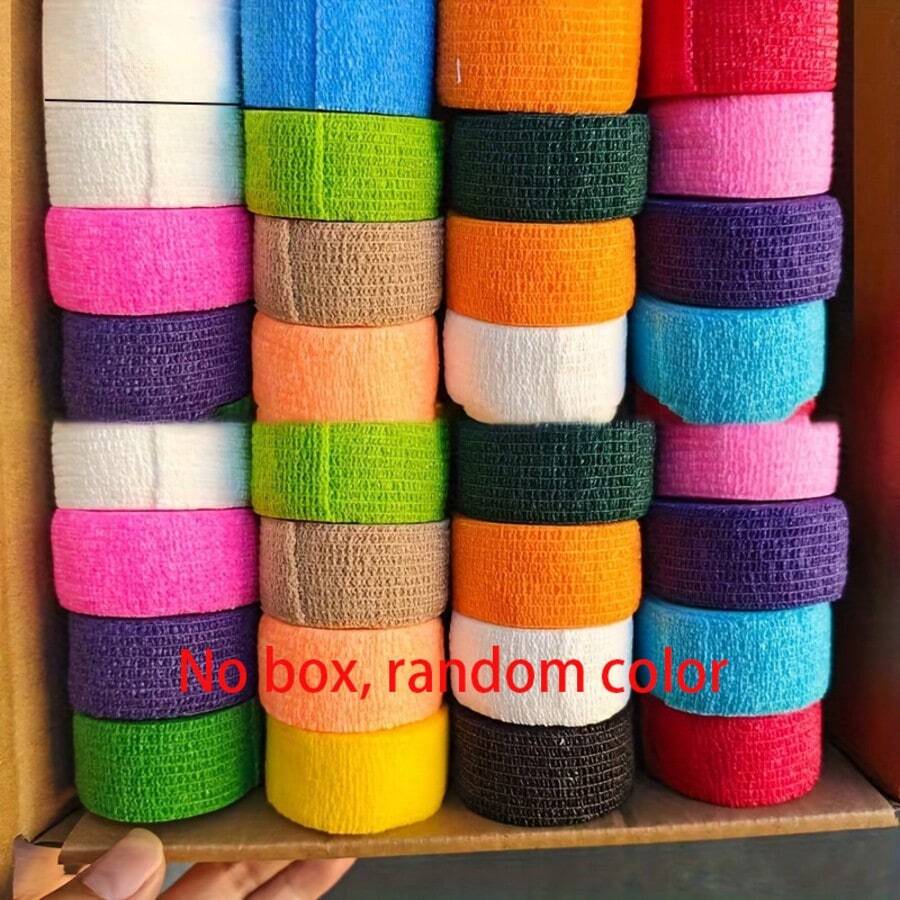 24pcs 2.5cm Different Color Self-Adhesive Sports Bandages, Suitable For Fingers, Wrists, Ankles, Knees, Running, Basketball - Multicolor - View 1