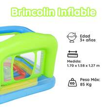 Green Inflatable Bouncy Castle For Children + Hand Pump - Green - View 2