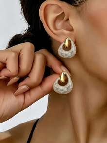 1/2/3/6 Pairs Geometric Pattern Earrings And Pendants, Fashionable Minimalist, Twisted Design Ear Jewelry, Made Of Stainless Steel, Hypoallergenic Pendants, Suitable For Valentine's Day, Christmas And Anniversary Wear - Couple Earrings - Suitable For Daily Commute Wear - Perfect Gift For Her And Him, Also Suitable For Mom, Summer, Valentine's Day Gift, Women's Beach Accessories, Vintage Style. - Multicolor - View 3