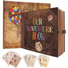 Our Adventure Book Retro Vintage, 146 Pages DIY Scrapbook Photo Album Travel Diary, Multipurpose Guestbook Memory Journal, Ideal Gift For Wedding Anniversary Travel Baby Friends Souvenir Keepsake - 復古色 - 查看 10
