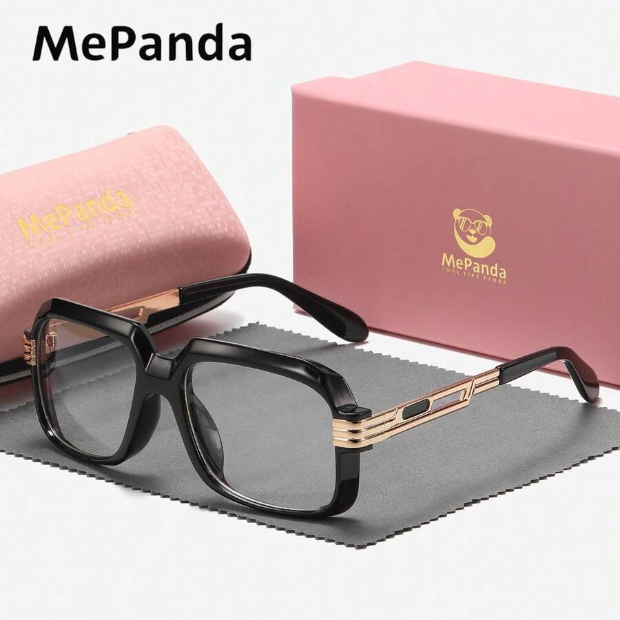 MePanda 1件裝 中性款 簡約設計 全框平光眼鏡 室內適用 方框平光眼鏡 - 無色 - 查看 1