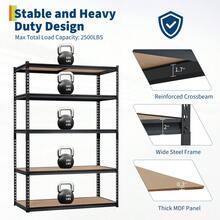 5-Tier Garage Storage Shelves For Kitchen Pantry Basement Bathroom Laundry Heavy Duty Metal Adjustable Shelving Unit Storage Shelving, 2500 LBS Capacity, 48" L X 24" W X 72" H - Black - View 3