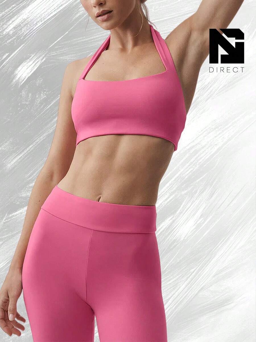 ALO Softsculpt Feel The Heat Halter Bra - Paradise Pink - View 1