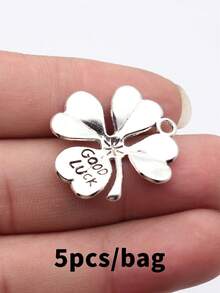 5件組 28x26mm GOOD LUCK 四葉草吊墜飾品，DIY珠寶手工項鍊鑰匙圈手機鍊手鍊製作配件 - GOOD LUCK四葉草 - 查看 4
