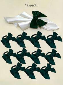 4pcs/6pcs/12pcs Bow Napkin Rings, Velvet Fabric Holiday Napkin Buckles, Gold Red Green Napkin Rings, Simple Napkin Rings, Hotel Table Setting Bow Tableware Napkin Buckles, Wedding Table Napkin Rings, Suitable For Various Occasions, Women's Gatherings, Fashionable Elegant Weddings And Various Parties - Multicolor - View 9
