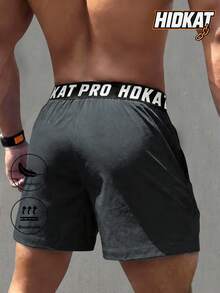 Hidkat 男士夏季寬鬆運動短褲，3/4 長度，透氣百搭休閒，彈性腰帶，薄款親膚，適合居家、戶外、運動及日常穿著 - 灰色 - 查看 3