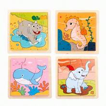 Children's Wooden Early Education Creative 3D Puzzle Board Ocean Animal Assembly Blocks Educational Fun Toy - Multicolor - View 12