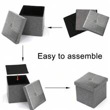 2 Pack Folding Foot Rest Stool Small Square Storage Cube Ottoman With Storage For Couch Home Dorm - Grey - View 4