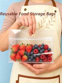 Usable Transparent Zip-Lock Food Storage Bags, Reusable Dustproof Bags, Stand Upright, Seal Repeatedly For Freshness, Suitable For Freezing; Suitable For Mushrooms, Fruits, Dry Goods And Other Kitchen Utensils. - Multicolor - View 3