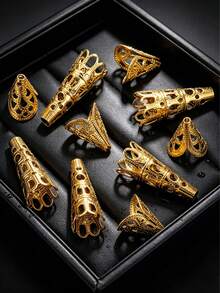 20Pcs Gold Filigree Cone Bead Caps, Metal Tassel End Caps Tarnish Resistant DIY Bracelet Necklace Cord Jewelry Findings - Bead Hat - View 2
