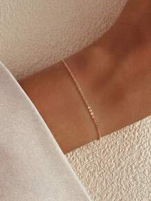 1pc S925 Sterling Silver Minimalist Thin Bracelet For Women, Daily Simple Versatile Low-Key Gentle Non-Ostentatious Ins Style Casual Wearable Hand Accessory, Personalized Fashion Travel Accessory - Chain - View 8