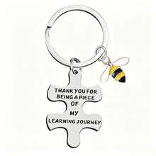 3pcs/1pc Universal Apple Shaped Keychain, With "Thank You" Puzzle Piece Pattern, Mini Gift, Novelty Gift, Ideal Gift For Girlfriend, Keychain Pendant, Couple Keychain, School Supplies, Birthday Gift, Teacher Gift, Back To School Teacher Accessory - One Size Fits All - View 6