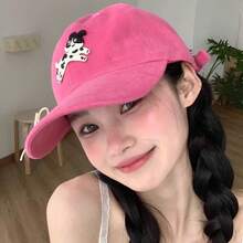 1pc Cute Puppy Embroidered Baseball Cap For Women, Spring/Summer Small Face Effect Large Head Circumference Versatile Dad Hat - Baseball Cap - View 8