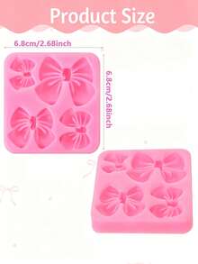 2/4Pcs Baby Shower Party Bow Silicone Molds 4 Cavity Bow Fondant Chocolate Moulds DIY Cupcake Topper Dessert Decorating Supplies - Pink - View 7
