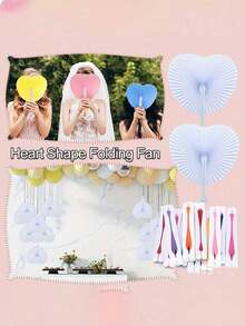 1/3/9/15/30pcs/Set, Elegant Heart-Shaped Folding Fan Set, Folding Fan With Gift Bag And Thank You Card Set, Thank You Card, Bridal Handheld Folding Fan, Bachelorette Party Wedding Bridal Shower Decoration, Bridesmaid Handheld Folding Fan, Heart-Shaped Folding Fan, Blank Paper Hand Fan With Plastic Handle, Stage Prop, DIY Painting, Birthday Wedding Party Decoration, Wedding Gift Set, Romantic Decoration, Multi-Piece Party Gift Pack - Multicolor - View 2