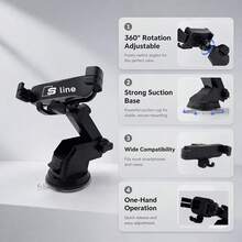 汽車吸盤式手機支架 適用於 Audi A3 A4 A5 A6 A7 A8 Q2 Q3 Q5 Q7 SLINE - 防震穩定 - 通用汽車內飾配件 - 安裝簡單 - 多角度可調 - A - 查看 3