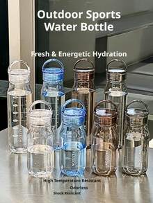 1 Stück japanische minimalistische transparente Polycarbonat-Wasserflasche mit drehbarem Deckel, auslaufsicher, hitzebeständig, tragbarer Becher, geeignet für Schule, Zuhause, Büro und Outdoor-Aktivitäten. Leicht zu tragen, langanhaltend und stilvoll, perfekte Wasserflasche für den täglichen Gebrauch von Erwachsenen und Studenten. - neu - Übersicht 6
