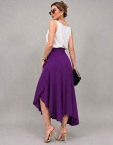 Long Wrap Skirt With Tie Fashion Blogger - Purple - View 4