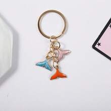 1Pc Kawaii Girly Zinc Alloy Mermaid Tail Keychain Shimmer Enamel Multi-Color Tail Pendant Metal Key Ring Luggage Handbag Daily All-Match Accessory - Multicolor - View 9