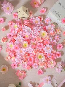 20 Stücke/50 Stücke/Packung Rosa gemischte künstliche Blumenmaterialien, mehrere Farboptionen - Kunstblumen, handgefertigte Haarschmuck, Kranzmaterialien, Hochzeitsblumen, geeignet für DIY-Basteleien, Kranzherstellung, Feiertags- und Geburtstagsdekorationen, Brautarmbänder, Heim- und Floristendekoration, ganzjährig verwendbar - Pink - Übersicht 1