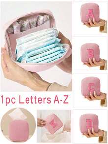 Sanitary Napkin Storage Bag, Letter Pattern Sanitary Napkin Storage Bag, Portable Makeup & Lipstick Bag, School Supplies Storage Bag, Can Be Used To Store Sanitary Napkins, Panty Liners, Cosmetics, Essential For Girls When Going Out. - Multicolor - View 2