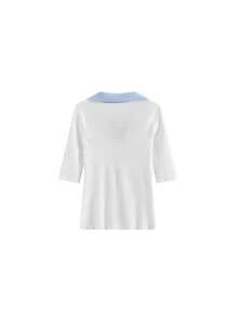Atasan Sweater 2 in 1 Model Korea Elegan, Potongan Pendek Slim Fit, Leher V, Kasual, Warna Putih untuk Musim Panas - Putih - View 7