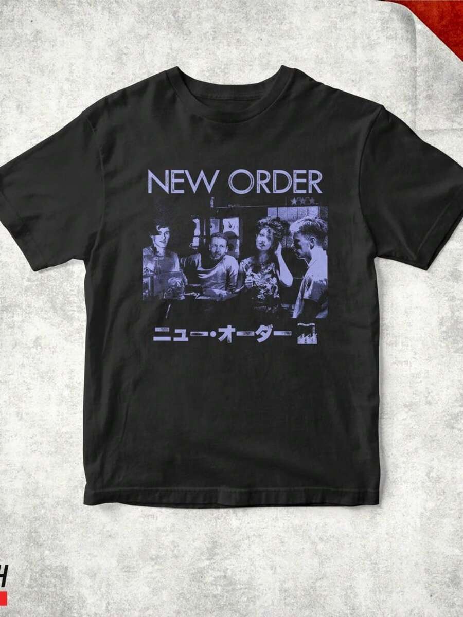 New Order Vintage Camiseta unisex, camisetas divertidas para hombre, camiseta gráfica para hombre, polo, festival, 67, ropa de hombre de HNYN - Negro - Ver 1