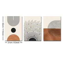 3pcs Bohemian Style Medieval Abstract Vintage Oil Painting, Sun Geometric Pattern Arch Minimalist Wall Sticker Canvas Print Modern Art Painting, Suitable For Living Room, Bedroom, Office Decoration, Unframed, Wall Art Gift, Birthday Graduation Season Applicable - Apricot - View 7