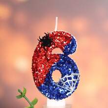 1pc Digital Birthday Candle With Blue & Red Spider Outline, 0-9 Creative New Handmade Candle For 1st Birthday Party Theme Cake Decoration, Atmospheric Birthday Number Candle - View 17
