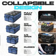 FORTEM Car And SUV Trunk Organizer - Car Storage Organizer - Large Foldable Box With 2 Compartments - Non-Slip Base - Adjustable Straps - Removable Lid (Black) - 藍色的 - 查看 6