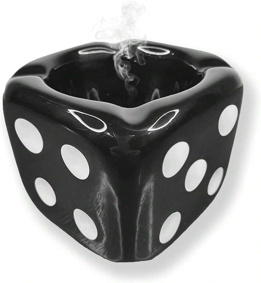 Ashtrays For Cigarettes Dice Ashtray - Premium Ceramic Cool Ashtrays Gifts For Smokers Home Ashtrays For Indoor Outdoor Patio Retro Desktop Decor Unique Decorative Fancy Cute Ashtray,Smoking,Smoking Accessories,House Essentials,Ash Tray,Room Decor - Multicolor - View 1