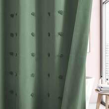1 pieza Cortina de ducha con estampado de hortensia aterciopelada, cortina de ducha de baño de poliéster impermeable con diseño minimalista de recorte 3D para uso doméstico - Verde Oscuro - Ver 9