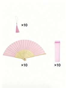10/20/30/40/50件復古手持折疊紙扇，便攜竹扇－派對與活動的完美夏季涼爽配件 - 均碼 - 查看 15