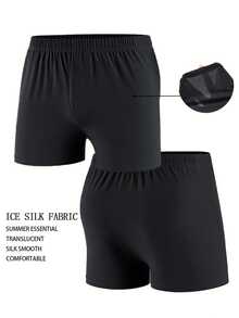 1-Piece Set Of Men's Ice Silk Underwear, Silky Thin Aro Pants, Home Pants, Sleepwear Underwear, Suitable For Home Leisure And Travel Vacations - Black - View 3