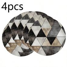 Round Polyester Placemat 36*36cm, Vintage Geometric Triangle And Gold Marble Print, Waterproof Heat-Resistant Washable, For Dining Table Decoration And Heat Insulation - Multicolor - View 13