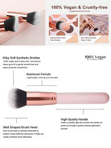 20 Peças Conjunto de Pincéis de Maquiagem, Inclui Esponja de Maquiagem, Pincéis Sintéticos Premium para Base, Pó, Corretivo, Sombra e Blush - Rosa chiclete - Visão 4