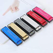 Colorful 10-Hole Metal Harmonica For Beginners Students | Pocket Mouth Organ Mini Accordion Style Wind Instrument Unisex Gift Party Favor - Multicolor - View 5