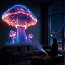 USB Powered Colorful Deep Sea Mushroom Projection Light, 8 Interchangeable Mushroom Slides, 360° Free Rotation, Bedside Night Light With Ceiling Decoration, Creates Immersive Underwater Sleep Scene - 多色 - 查看 6