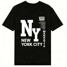 Za Unisex T-Shirt 100% Cotton Regular Fit With Graphic Print, Short Sleeve, Casual Style, Summer Streetwear, Urban Style, Printed Top, Vintage Fashion, Soft And Breathable. - 咖啡棕 - 查看 2
