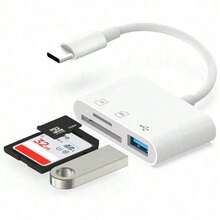Convertidor 3 en 1 portátil para tarjeta de almacenamiento y tarjeta de memoria, lector de tarjetas SD/TF/USB, lector de tarjetas de seguimiento de cámara compatible con iPhone 17 Pro Max/17 Pro/17 Plus/17/16/15/S26/S25/S24/S23/S22/S21/S20, convertidor multifunción plug and play - Ver 11
