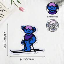 Parche de transferencia de calor bordado con oso esquiando - A - Ver 9