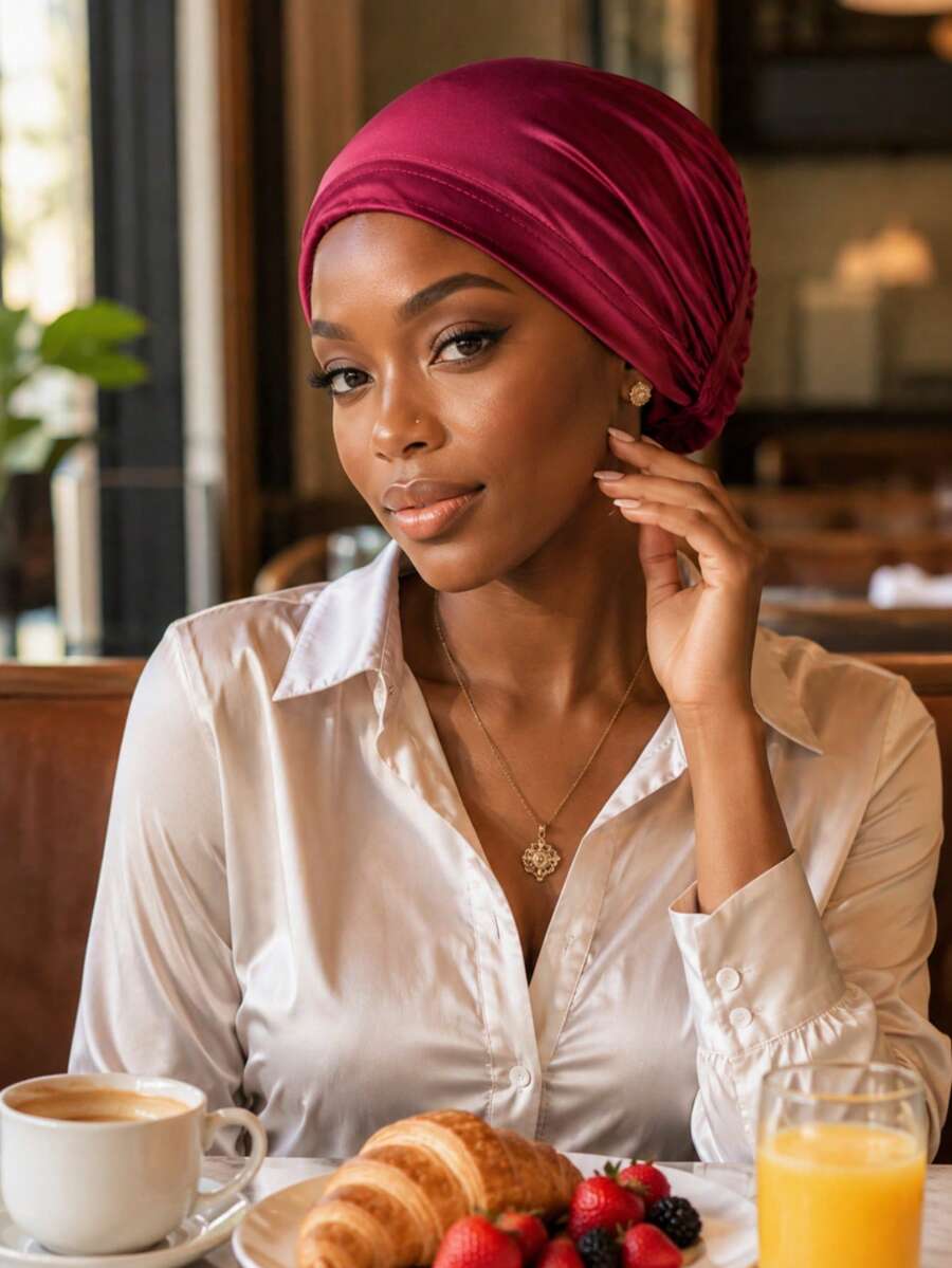 YPGVUO Women Smooth Satin Turban Hat, Elastic Ruched Headcover For Chemo, Home & Casual Outing - Multicolor - View 1