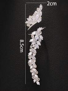 1pc Fashion Leaf Ring For Women, Minimalist Style Adjustable Open Band, Bridal Elegant Accessory Ring - Silver - View 4