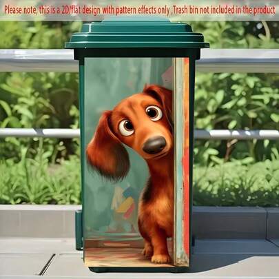 Stiker Tempat Sampah Kartun Dachshund Lucu, Stiker Tempat Sampah Vinyl Tahan Air dan Dapat Dilepas, Tempel dan Lepas, Dekorasi Tempat Sampah Luar Ruangan Tahan Cuaca untuk Halaman Depan dan Teras, Dekorasi Tempat Sampah Taman DIY Ramah untuk Penyewa, Hadiah untuk Pecinta Anjing
