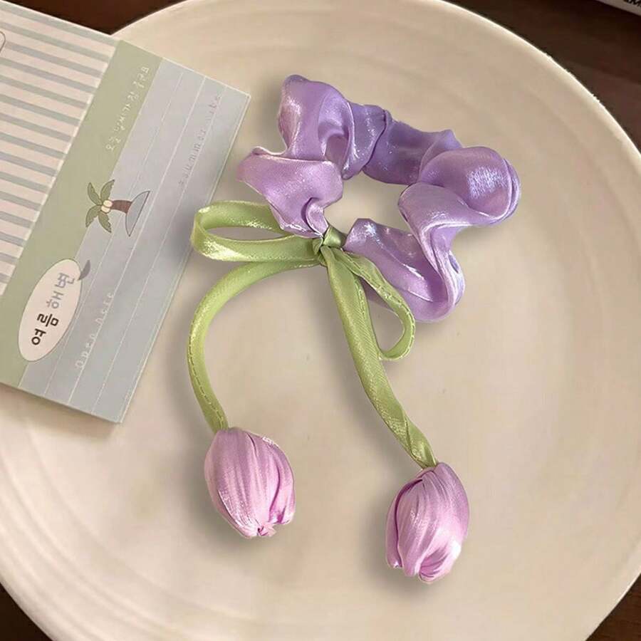 Tulip Bow Corset, Sweet Flowing Ribbon Hair Accessory Hair Tie, Fresh And Elegant Colors Effortlessly Create A Sweet And Ethereal Atmosphere, Suitable For Girls And Women, Perfect For Daily Outings, Dates Or Various Fresh Style Events - Multicolor - View 1