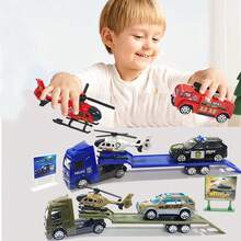 1 Set Toy Vehicles, Including Airplane Model, Foldable Portable Fire Truck Rescue Airplane Toy, Contains 1 Mini Car And 1 Airplane, Holiday Toy Gift - Multicolor - View 6