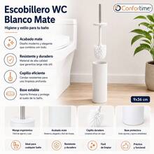 Inde CONFORTIME | White Stainless Steel Toilet Brush Holder With Lid, Bathroom Brush With Cylindrical Holder And Inner Cup, Minimalist Toilet Brush Holder, Bathroom Accessories - White Toilet Brush Holder - View 5