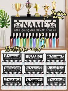 Customizable Award Plaque Holder, Can Personalize With Name And Logo, Suitable For Displaying Medals, Ribbons, Badges For Gymnastics, Running, Sports-Themed Medal Display Rack, Wall-Mounted Trophy & Medal Rack, Father's Day Gift, Personalized Gift - Black - View 9